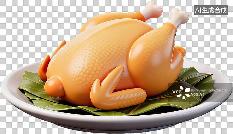 【AI数字艺术】金黄烤鸡摆盘诱人图片素材