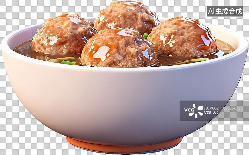 【AI数字艺术】一碗红烧狮子头图片素材