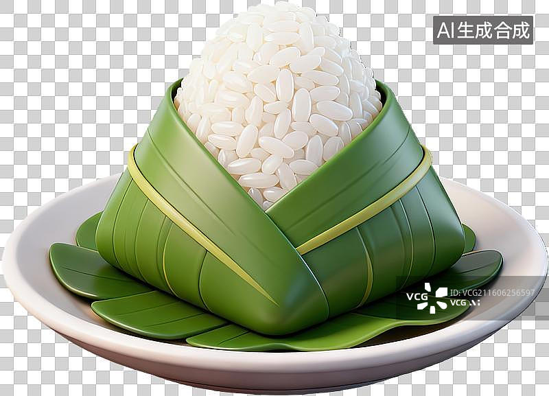 【AI数字艺术】粽叶包裹糯米团图片素材