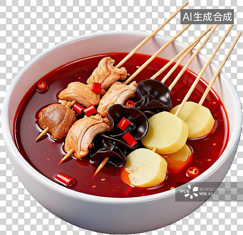 【AI数字艺术】麻辣串串香碗装美食图片素材