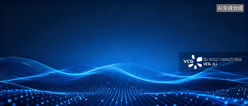 【AI数字艺术】蓝色发光虚拟数字科技背景图片素材