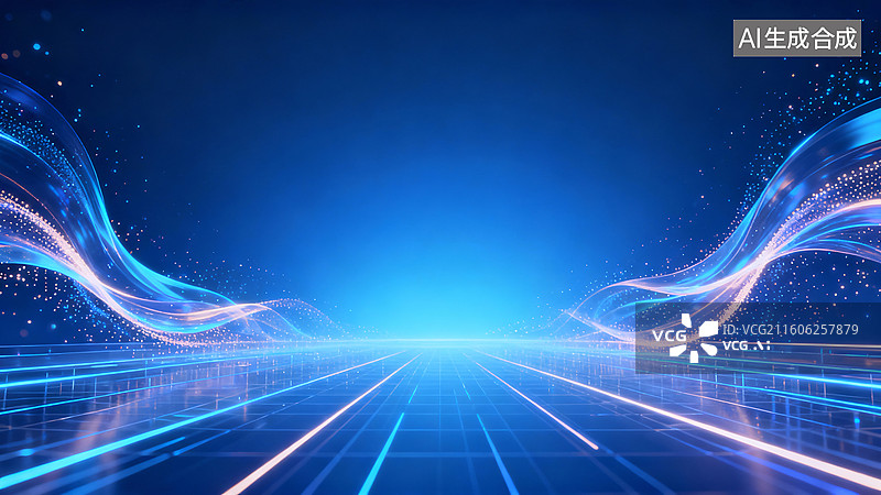 【AI数字艺术】蓝色发光虚拟数字科技背景图片素材