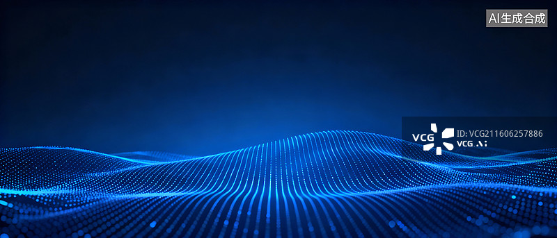 【AI数字艺术】蓝色发光虚拟数字科技背景图片素材