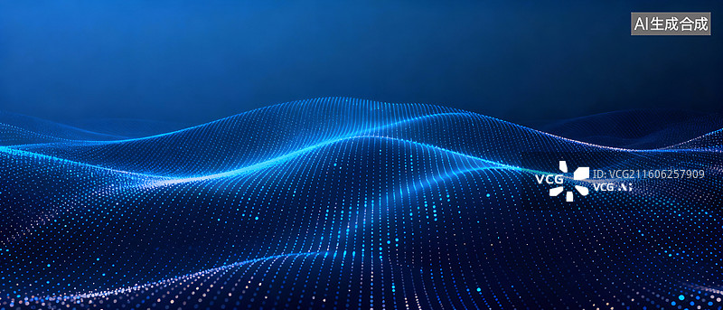 【AI数字艺术】蓝色发光虚拟数字科技背景图片素材