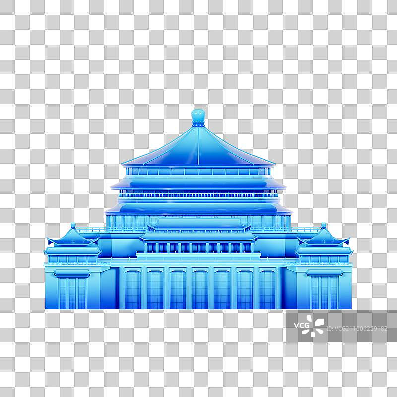 3D立体重庆地标建筑重庆人民大礼堂图片素材
