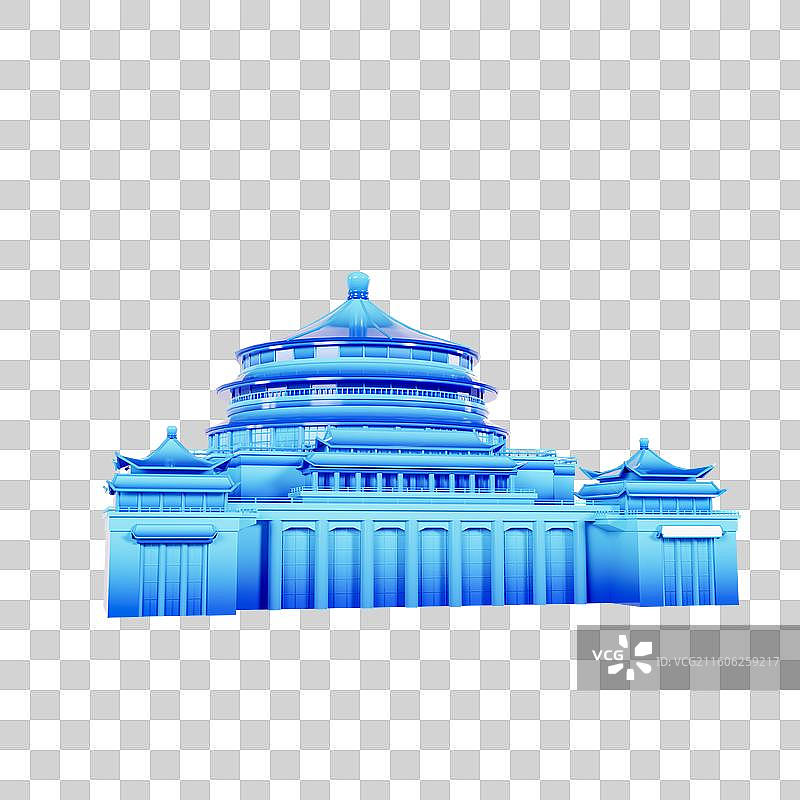 3D立体重庆地标建筑重庆人民大礼堂图片素材