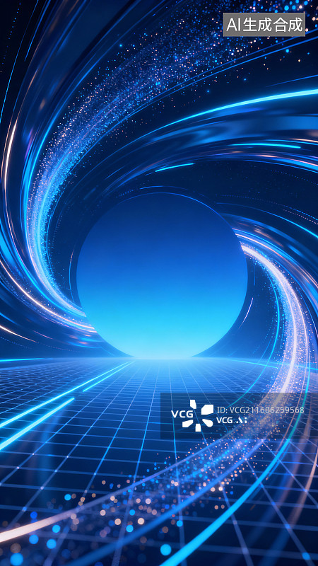 【AI数字艺术】蓝色数字光影科技背景图片素材