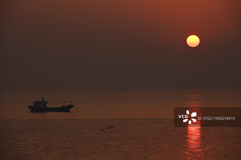 浙江省嘉兴市海盐县观海园日出图片素材