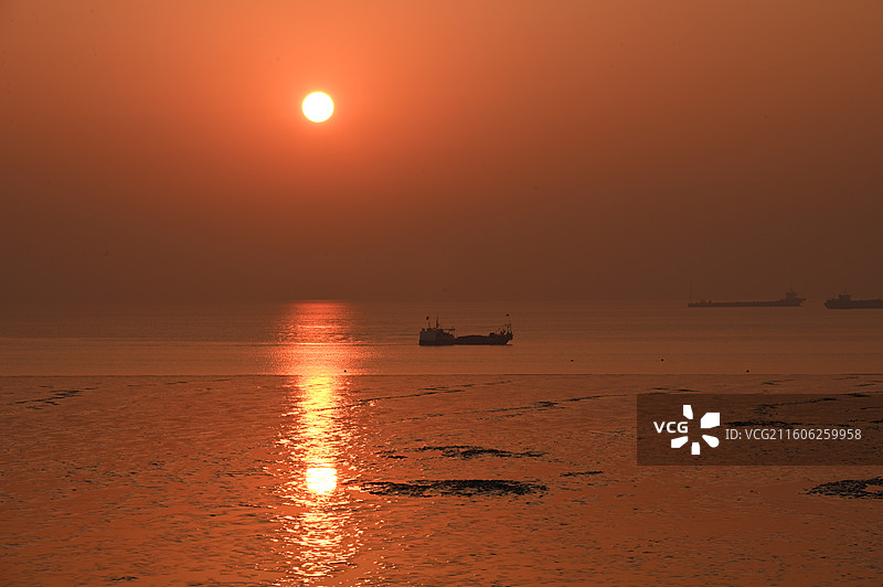 浙江省嘉兴市海盐县观海园日出图片素材