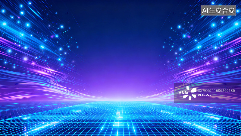 【AI数字艺术】蓝色发光虚拟数字科技背景图片素材