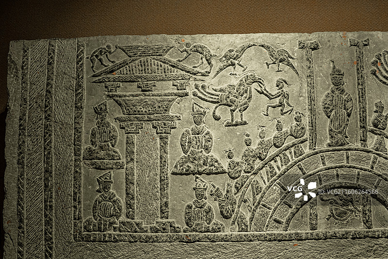 汉画像石 泗水取鼎 邹城博物馆图片素材