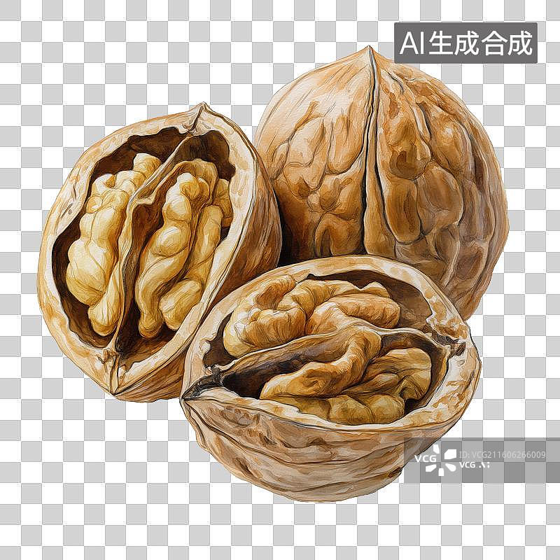 【AI数字艺术】核桃果实特写图片素材