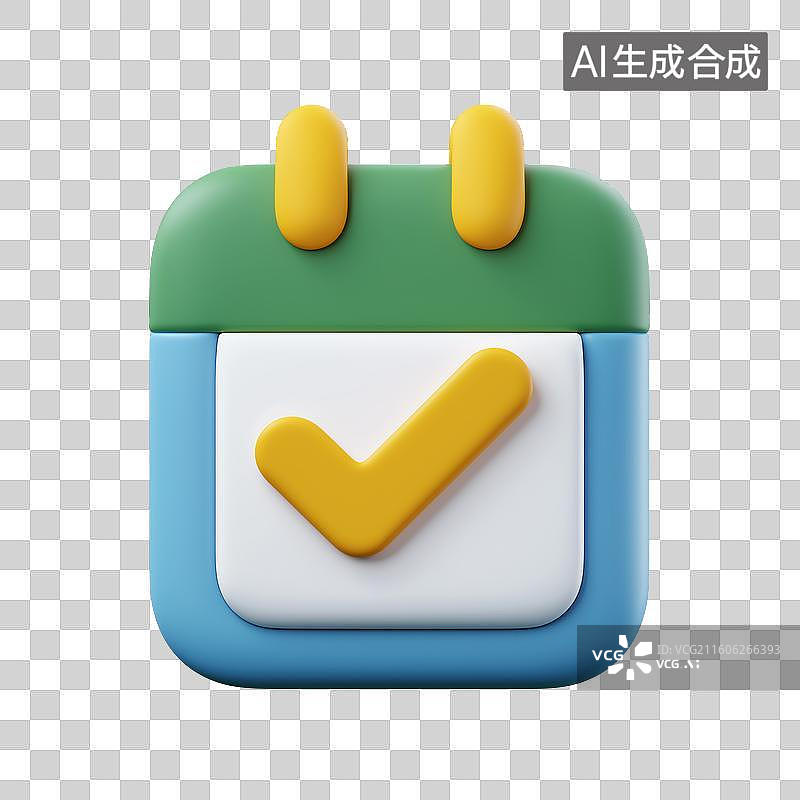【AI数字艺术】日历图标带对勾标记图片素材