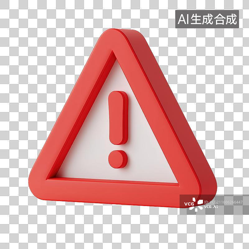 【AI数字艺术】红色三角警示标志图片素材