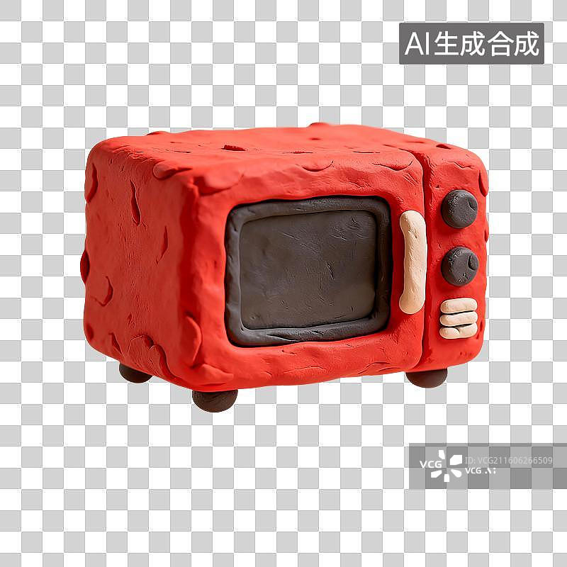 【AI数字艺术】3D渲染，粘土风，家用电器，微波炉，烤箱，电烤箱，厨房用品，烹饪，烹调，免抠元素图片素材
