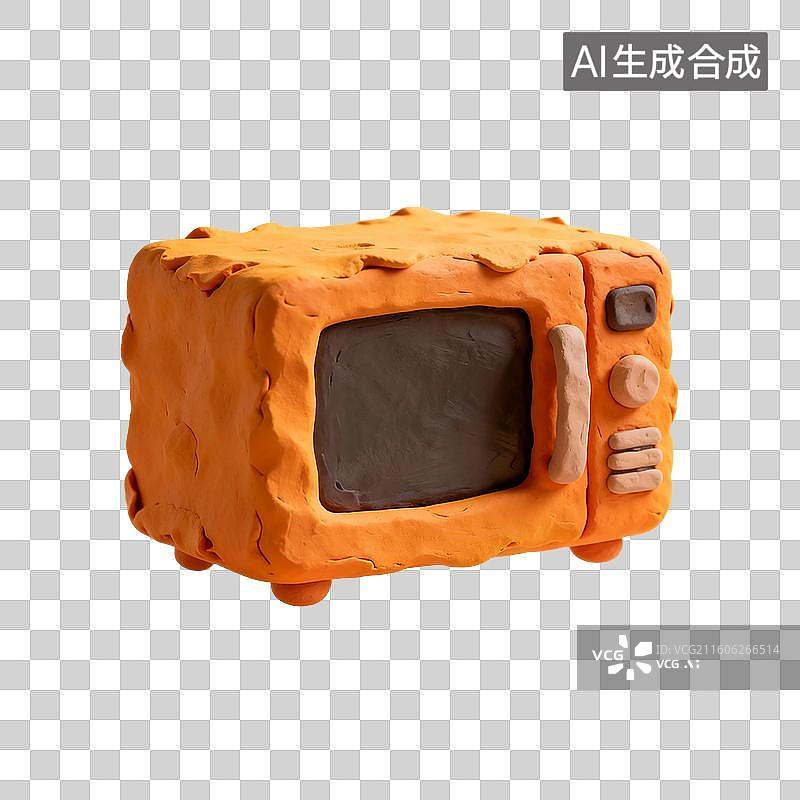 【AI数字艺术】3D渲染，粘土风，家用电器，微波炉，烤箱，电烤箱，厨房用品，烹饪，烹调，免抠元素图片素材