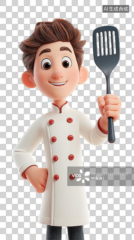 【AI数字艺术】卡通厨师手持铲子图片素材