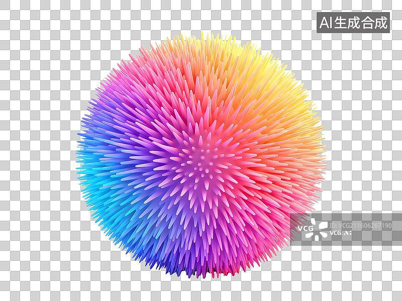 【AI数字艺术】抽象酸性3d形状，毛刺圆形，渐变，多巴胺色彩图片素材