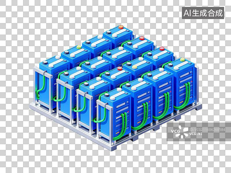 【AI数字艺术】蓝色电池组阵列图片素材