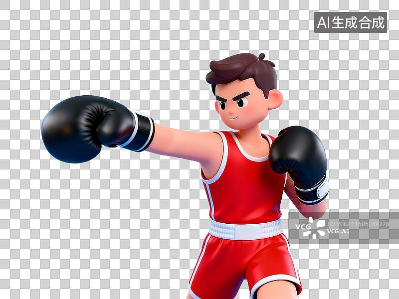 【AI数字艺术】拳击手摆出攻击姿势图片素材