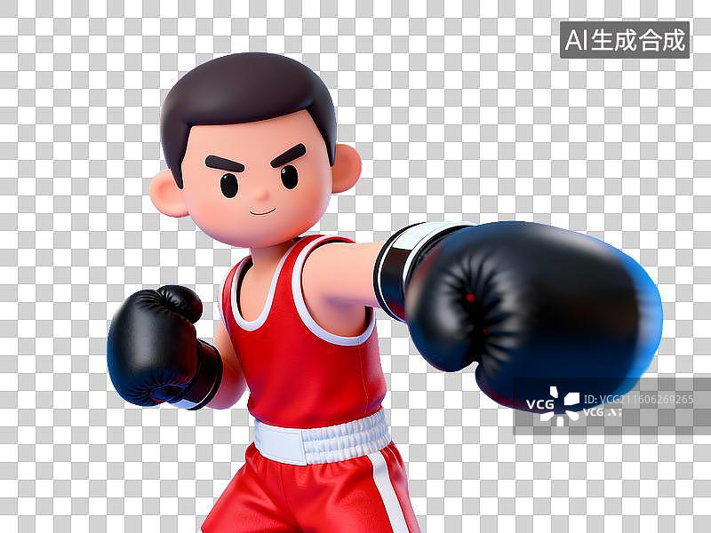 【AI数字艺术】拳击手卡通人物形象图片素材