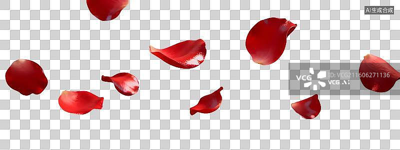 【AI数字艺术】红玫瑰与飘落花瓣图片素材