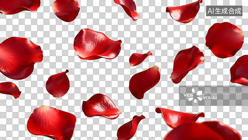 【AI数字艺术】红玫瑰与飘落花瓣图片素材