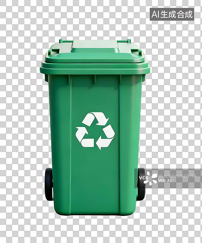 【AI数字艺术】绿色可回收垃圾桶图片素材