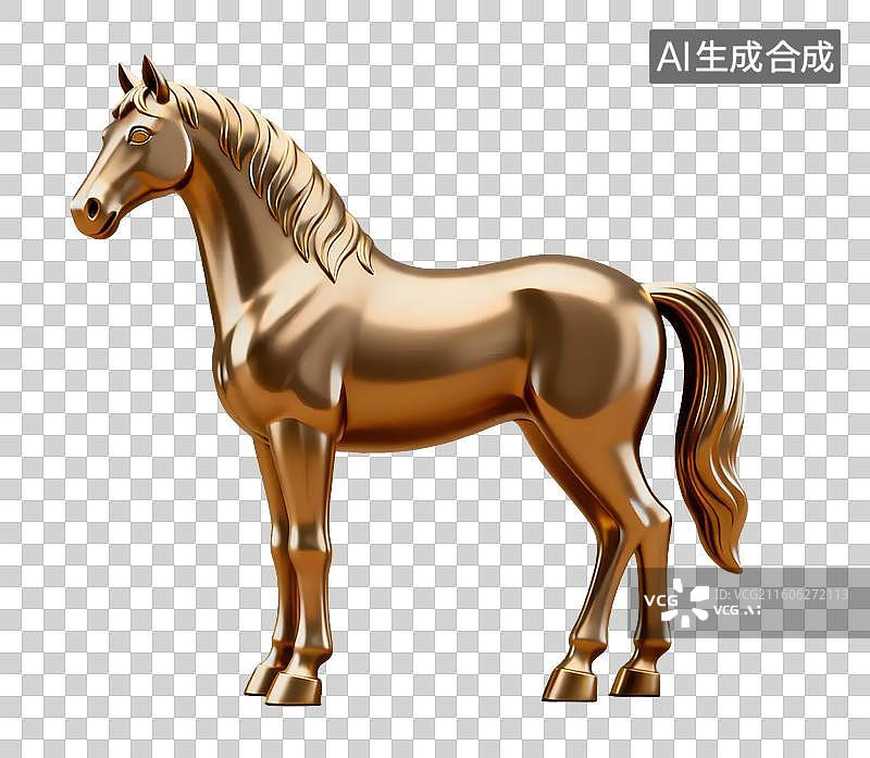【AI数字艺术】金色骏马雕塑图片素材