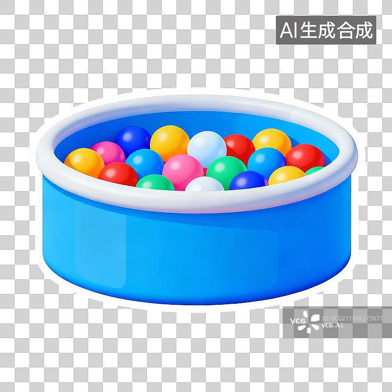 【AI数字艺术】2D贴纸风格六一儿童节插画游乐园元素海洋球池图片素材