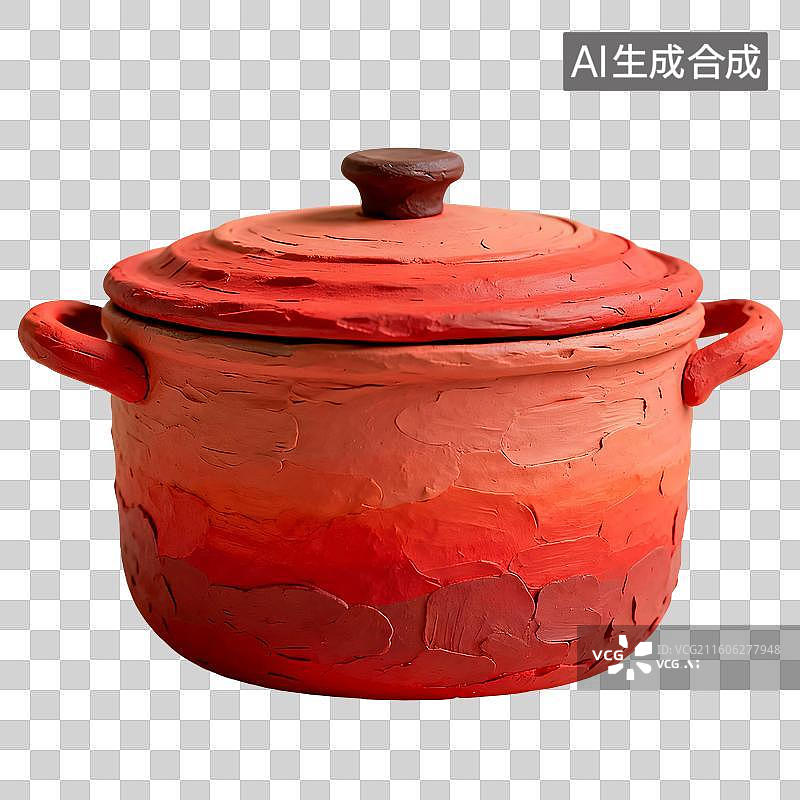 【AI数字艺术】3D渲染，卡通粘土风格，锅，汤锅，厨房用品，烹饪，烹调，料理，美食，免抠元素图片素材