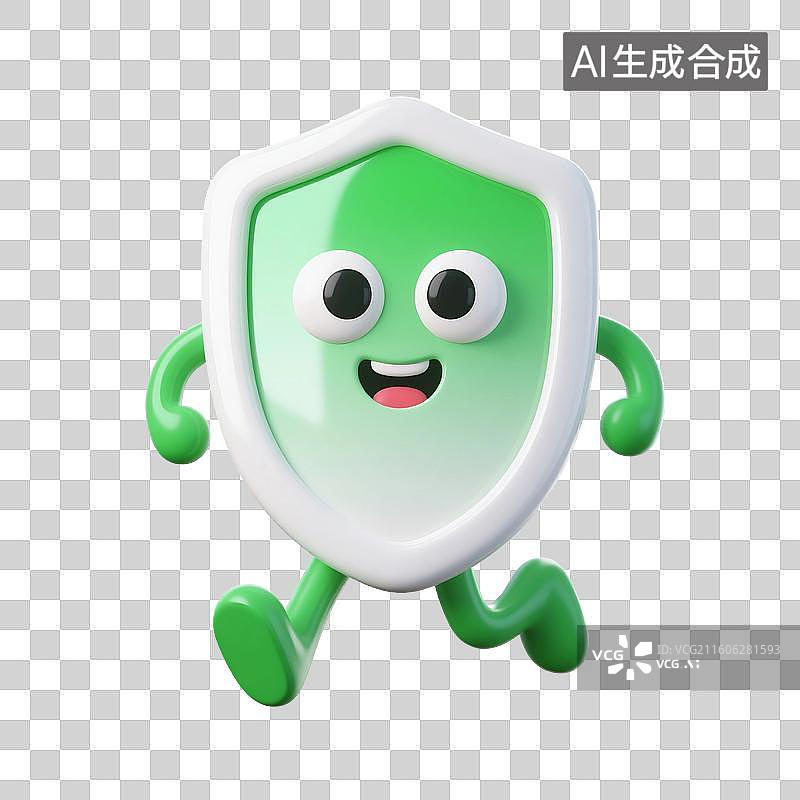 【AI数字艺术】3D渲染，可爱的卡通拟人盾牌，盾，盾牌，图形图标免抠元素图片素材