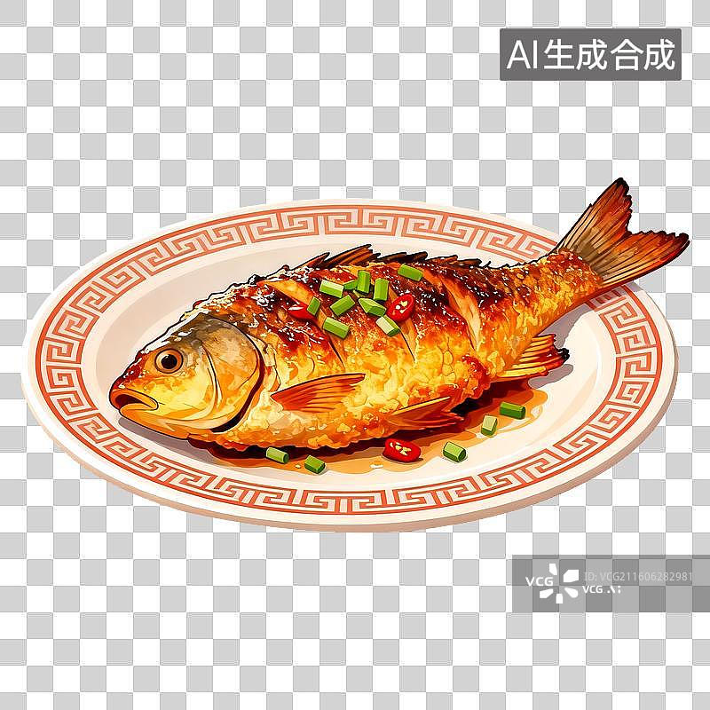 【AI数字艺术】3D立体三维C4D烤鱼红烧鱼免抠元素设计元素图片素材