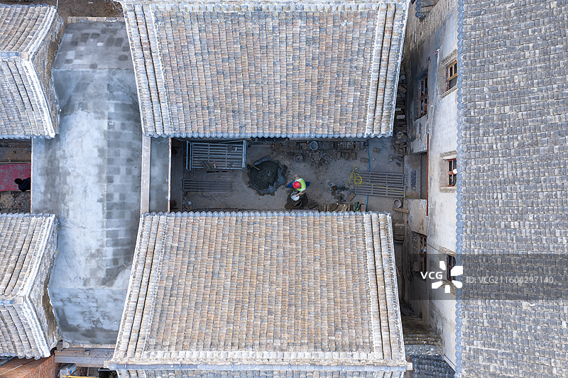 河南省、周口市、川汇区、滨河南路、冬天、清晨、南寨、历史街区、历史建筑、修缮、维修、施工图片素材