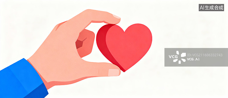 【AI数字艺术】手握红色爱心图案图片素材