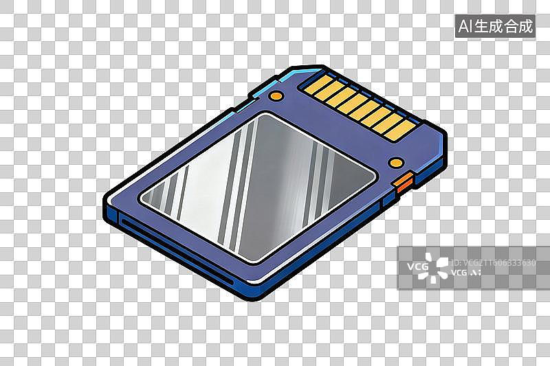 【AI数字艺术】卡通风格，一张SD储存卡PNG格式的免扣元素图片素材