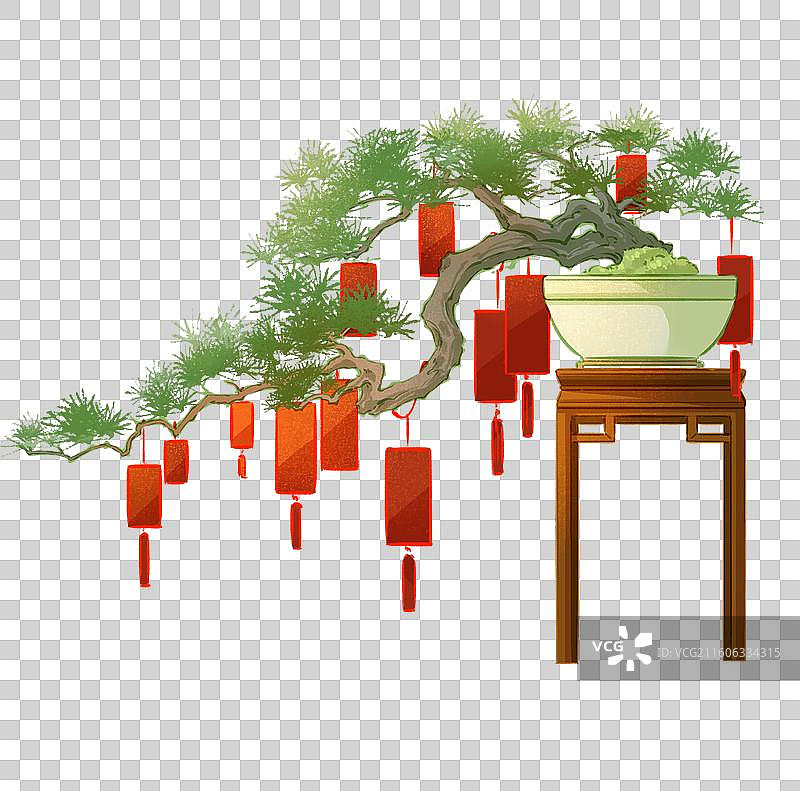 松树盆栽元素图片素材