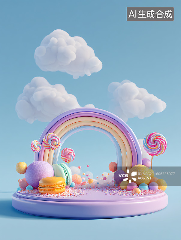 【AI数字艺术】彩虹拱门童趣场景装饰图图片素材