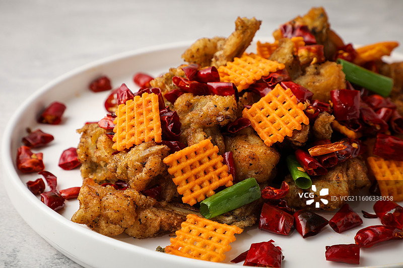 香辣锅巴炸牛蛙图片素材