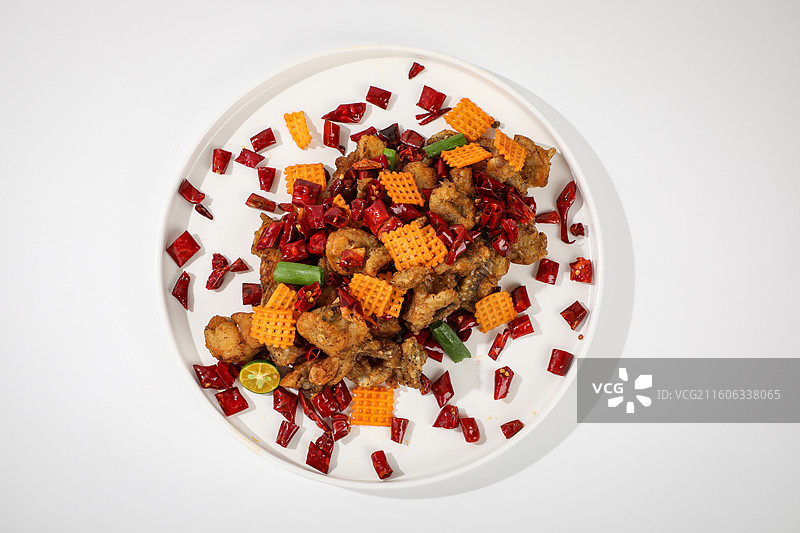 香辣锅巴炸牛蛙图片素材