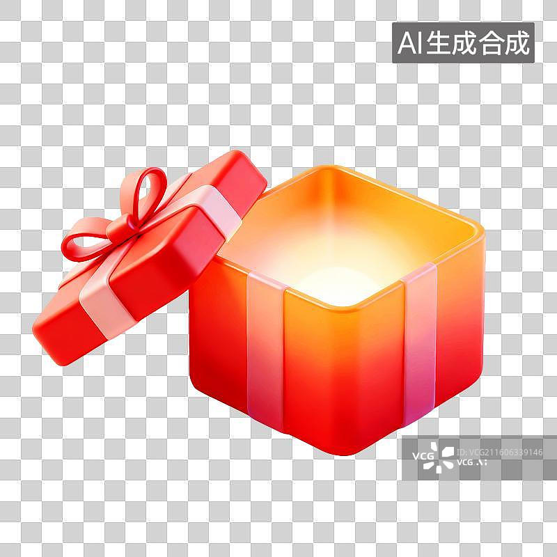 【AI数字艺术】年货节消费图标红色喜庆礼盒空盒子图片素材