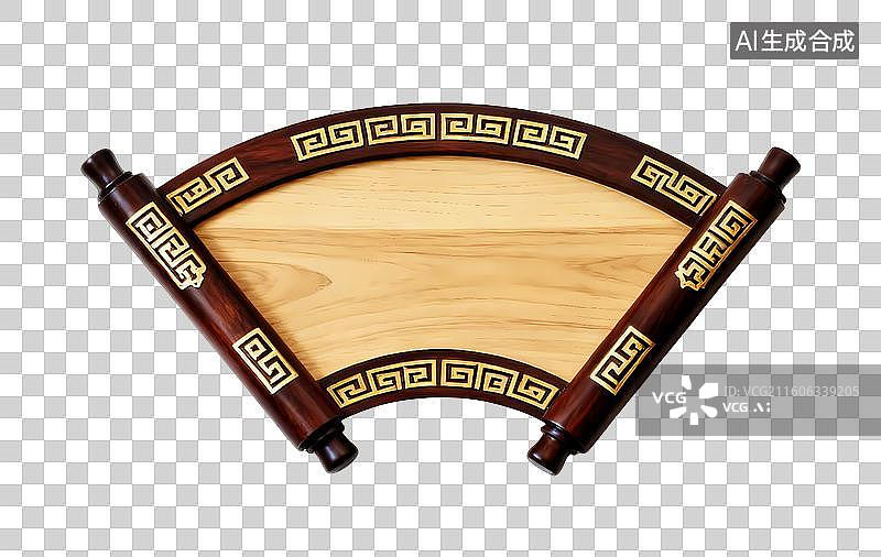 【AI数字艺术】扇形木质牌匾古代木牌门牌设计图片素材