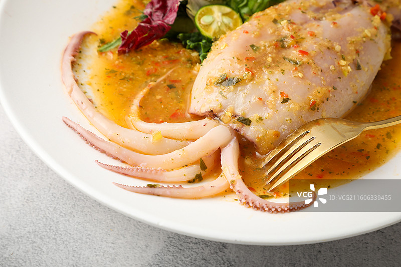 柠檬辣酱焗鱿鱼图片素材