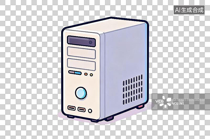 【AI数字艺术】卡通风格，一台电脑主机PNG格式的免扣元素图片素材