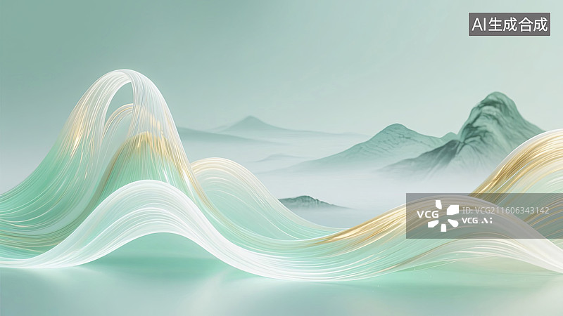 【AI数字艺术】新中式超现实主义梦幻山水画图片素材