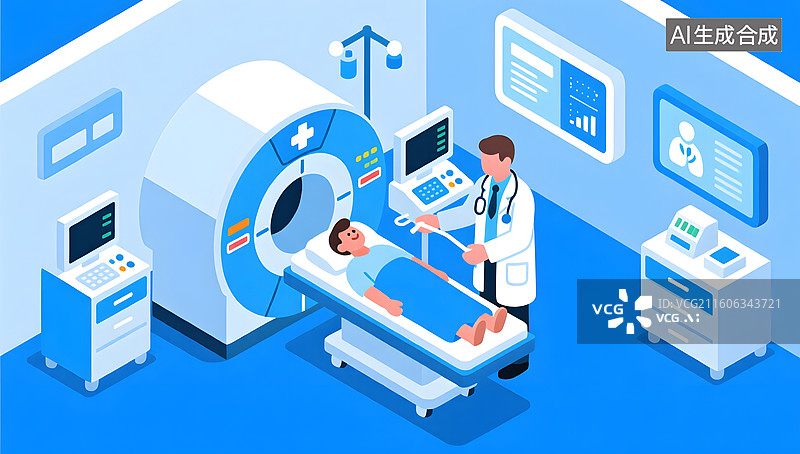 【AI数字艺术】体检中心核磁共振检查全景画面图片素材