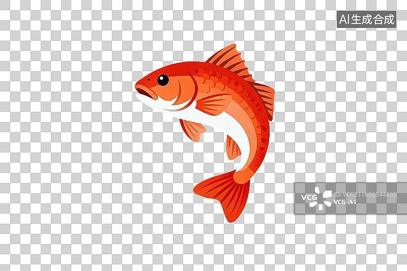 【AI数字艺术】卡通风格，一条跃起的鲑鱼PNG格式的免扣元素图片素材