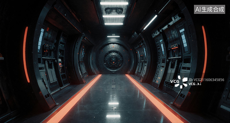 【AI数字艺术】未来科技走廊图片素材