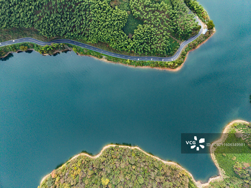航拍皖南川藏线上的绝美风光（青龙湾、落羽杉）图片素材