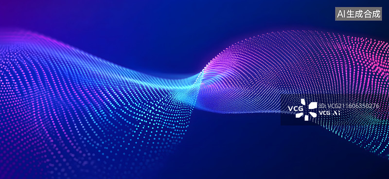 【AI数字艺术】平滑的信息传输，粒子流，有许多发光的粒子。信息技术背景。3d渲染。图片素材